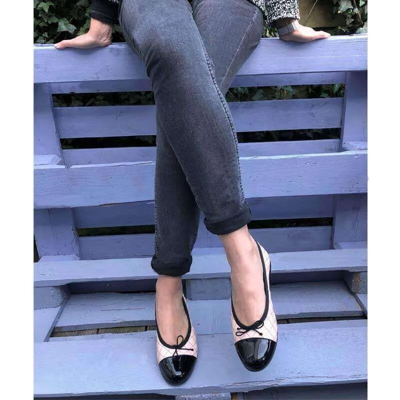 583-ballerinas beige black