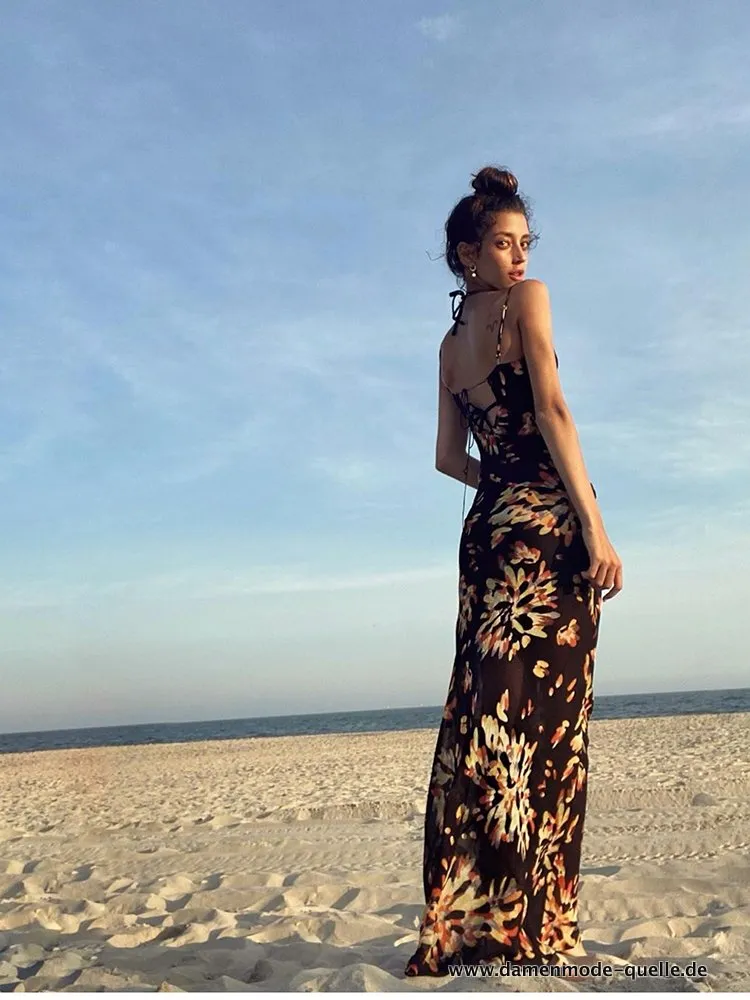 Damen Sexy Langes Kleid Strandparty Kleid Sommer 