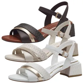 MARCO TOZZI Damen elegante Sandale Blockabsatz Schnalle