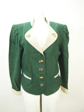Perry grün mit Puffärmel außergewöhnliche Damen Leinen Trachtenjacke Gr.44
