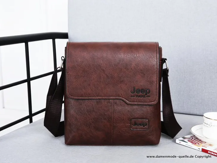 PU Leder Herren Handtasche Schulter Tasche Vintage Style Braun
