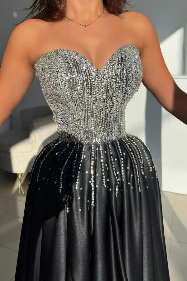 Schwarze Abendkleider Lang Glitzer Ballkleider Abendmoden Online