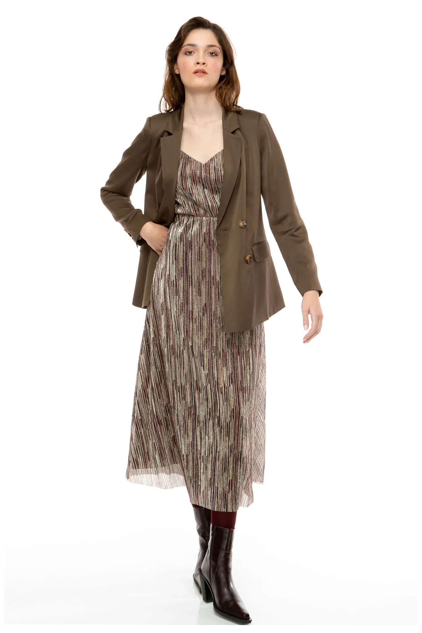 SOLID SILK Blazer olive