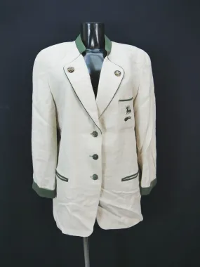 Steinbock Tyrol beige mit Stickerei hammer Damen Leinen Trachtenjacke Gr.38
