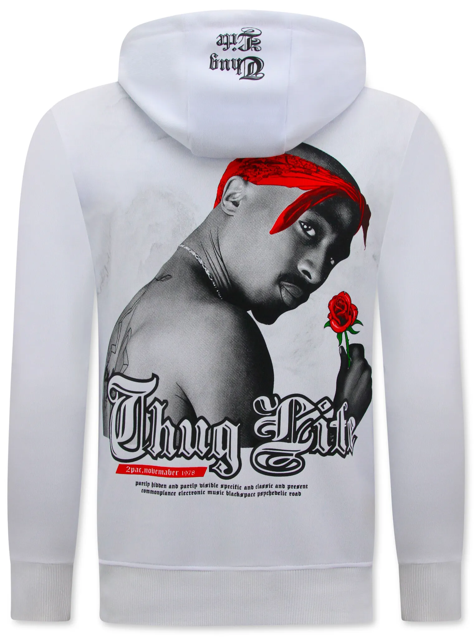 Tupac Herren-Kapuzenpulli - Thug Life - Weiß
